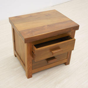 Mesita de Noche de Madera de Teca con Acabado Envejecido |   Mesita de Noche de Estilo Chino Vintage Sostenible para un Dormitorio Tranquilo y con Sentido - Product Image 2