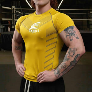 Chemise de compression respirante de qualité supérieure pour hommes, logo personnalisé, motif uni décontracté, manches longues avec col rond - Product Image 3