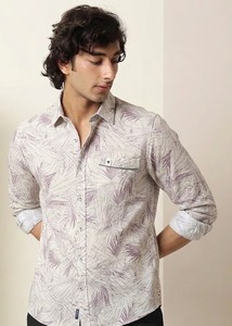 Camisa Casual de Hombre a Rayas, Doble Botonadura, Manga Larga, Cuello Clásico, Transpirable, Lino/Algodón, para Verano - Product Image 2