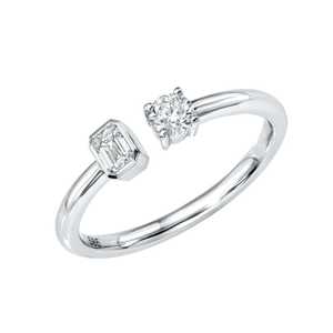 Toi Et Moi Diamond Stackable Rings 14k Solid Gold Emerald Round Lab Grown Two Stone Open <b>Gap</b> Minimalist Modern Jewelry Wholesale - Product Image 3