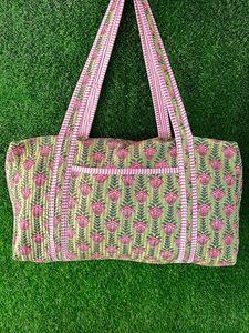 Beautiful Bohemian Cotton Duffle Bag Handmade Quilted Weekender Travel <b>Backpack</b> <b>Large</b> External Frame Block Printed Design Women - Product Image 2