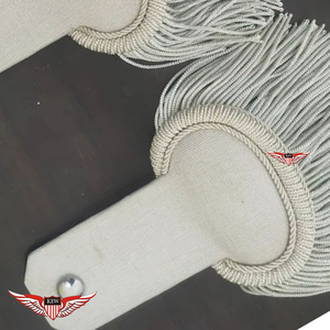 Epaulettes de hombro con flecos, Epaulettes francesas Napoleónicas, Placa de hombro con flecos de hilo plateado, Hechos a mano para disfraz o ceremonia - Product Image 2