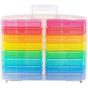 Contenitore Trasparente per Foto 4\" X 6\", Scatola di Stoccaggio in Plastica con Manico, 16 Scomparti Interni, Opzioni Multi-Colore - Product Image 1