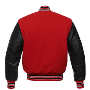 Chaqueta Universitaria Personalizada OEM para Hombre, Estilo Bomber de Béisbol con Mangas de Cuero y Decoración Bordada - Product Image 3
