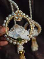 Paranda de mariée en perles blanches et Kundan pour Sangeet, Jaggo et Mehendi - Bijoux Patiala Shahi Choti