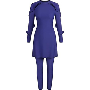 ชุดว่ายน้ำมุสลิมแบบเต็มตัวลายดอกไม้  ฮิญาบแบบเรียบร้อย  พร้อมเสื้อคลุมชายหาด  ไซส์ใหญ่พิเศษ 6XL XS ป้องกันรังสียูวี เป็นมิตรกับสิ่งแวดล้อม - Product Image 4