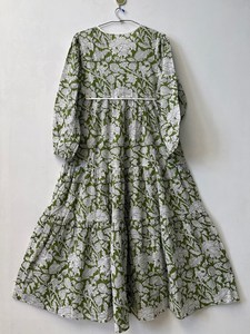 Femmes filles imprimé pur coton Maxi robe indien bloc imprimé décontracté été soirée à la mode en gros longue Midi en vrac - Product Image 2