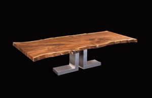 Table à manger rectangulaire en bois massif rustique écologique faite à la main, design moderne, pieds en métal multifonctionnels et stables, 6 places - Product Image 4