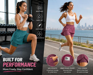 Jupes de golf pour filles au design personnalisé, jupes de sport pour la course à pied et le tennis avec short intégré et poche, vêtements de sport pour femmes - Product Image 4