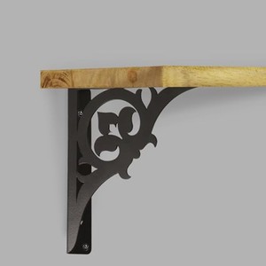 Aqdus Saleem AS-REEQ Black Cast Iron Traditional Ornate Wall Shelf | Carved Decorative <b>Shelving</b> 75x30x25 cm | Eco-friendly - Product Image 6