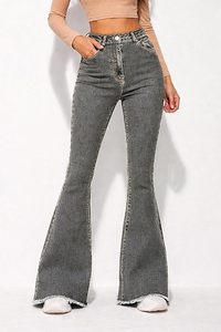 Jeans pour femmes à taille haute, coupe bootcut, denim extensible, coupe slim, bas évasé, jeans décontractés - Product Image 2