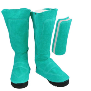 Guêtres de soudeur en cuir croûte de vachette haute performance, résistantes aux flammes, protections industrielles pour la sécurité au travail - Product Image 4
