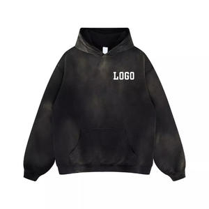 Sweat à capuche délavé pour homme en molleton de coton, coupe décontractée, style streetwear vintage, avec capuche ajustable - Product Image 4