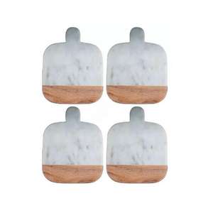 Set of 4 <b>Cup</b> <b>Mats</b> & Pads Table Desk Drinks Coffee Mug Water Glasses Tea Coaster Wood and Marble Material - Product Image 1