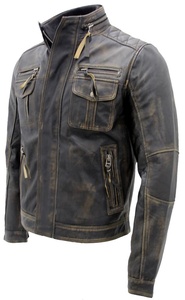 Chaqueta de Cuero de Cordero Puro Decolorado para Hombre, Diseño Moderno, Cuello Alto, Estilo Formal, Precio Económico - Product Image 1