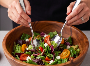 Juego de servidores de ensalada de acero inoxidable pulido plateado, diseño delgado a prueba de óxido con acabado espejo para restaurantes, hoteles, resorts y regalos. - Product Image 6