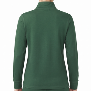Sudadera Personalizada para Mujer, Cuello Alto, Cierre de Cremallera de un Cuarto, Mangas Largas, Corte Regular, Transpirable, Color Verde Sólido - Product Image 5