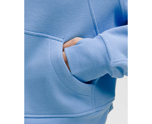 Sudadera con capucha azul claro para mujer, manga larga, cremallera frontal, bolsillo, color sólido, forro polar de algodón, otoño y sudaderas personalizadas - Product Image 5