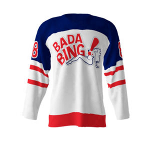 Maillots de hockey sur glace sur mesure avec options de numéros, logos et noms personnalisés, conçus pour le jeu compétitif - Product Image 1