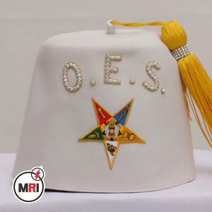 Fez Formal Personalizado con Bordado OES, Borla Dorada, Parte Superior Plana, Ajustable, Único y Tradicional, ORDEN DE LA ESTRELLA DEL OESTE, FEZ OES - Product Image 1