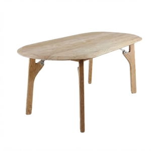 Modern Oval Solid Wood <b>Dining</b> <b>Table</b> Elegant Curved <b>Wooden</b> Furniture For <b>Rustic</b> Contemporary Home Decor Setup Art Design Pure Art - Product Image 1
