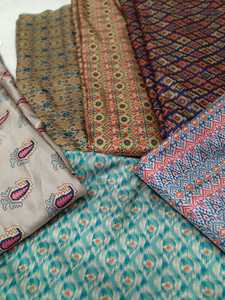 Tissu 100% soie, tissu brodé imprimé, tissu rayé, tissu brodé Banarasi - Product Image 1