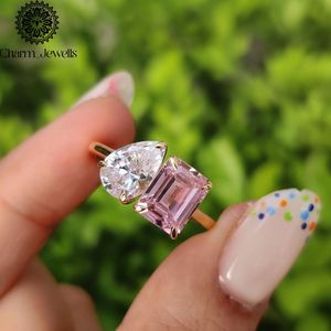 Bague de fiançailles Charm_Jewells pour femme en argent plaqué or rose avec moissanite taille coussin, sertie à griffes, style romantique, certifiée IGI - Product Image 5