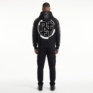 Sweat à capuche streetwear surdimensionné pour homme en coton éponge 280 GSM avec fermeture éclair intégrale, patch chenille et coupe carrée – Fabricant OEM de vêtements d'extérieur - Product Image 2