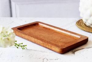 Bandeja de Almacenamiento Multifuncional Rectangular de Madera de Mango, Acabado Pulido, Diseño Minimalista, Vajilla de Cocina de un Solo Nivel, Apta para Lavavajillas - Product Image 4
