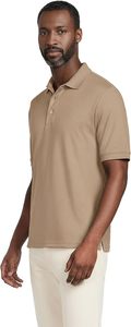 Lands' End <b>Men's</b> <b>Khaki</b> Short Sleeve Pique <b>Polo</b> <b>Shirt</b> Breathable Casual Regular Fit Solid Color Knitted Design - Product Image 3