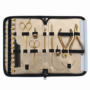Kit d'outils professionnels pour extensions capillaires : Pince à micro-perles, outil de tirage à boucle, ciseaux de barbier, ensemble de doigts de séparation - Product Image 1