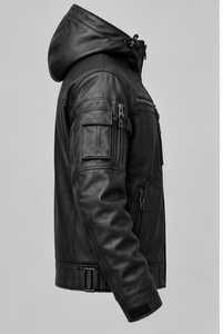 Chaqueta táctica de cuero para hombre con cuello vuelto - Product Image 3