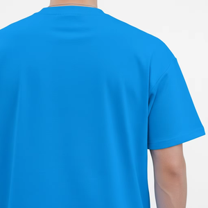 ชุดเซ็ตสองชิ้นลำลองสีน้ำเงินสำหรับผู้ชายรุ่นใหม่ปี 2026 เสื้อยืดคอกลม กางเกงขาสั้น สีพื้น ผ้าเทอร์รี่ แห้งเร็ว สไตล์วินเทจ ระบายอากาศได้ดี ผ้าถัก - Product Image 3