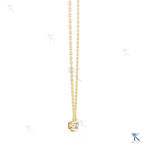 0.50 CT Princess Lab Grown Diamond Solitaire Station Necklace 14K/18K <b>Solid</b> <b>Gold</b> Flat Back <b>Pendant</b> Women's Luxury Gift Party - Product Image 5