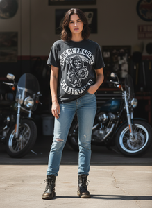 2026 Oversized California <b>Reaper</b> Washed Knitted TShirt Unisex Vintage Biker Gang Comfort Quick Dry Breathable 100% - Product Image 5