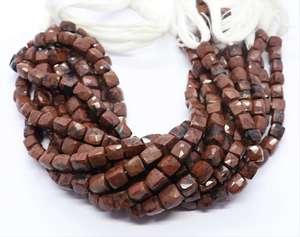 AAA Marconi Obsidian Faceted Cube Gemstone Beads 6-7 MM Obsidian 3D Box Cube Beads 8 Inch Natural Obsidian Loose Beads Jewelry - Product Image 1