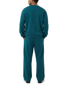 Ensemble sweat-shirt et jogging pour homme, couleur turquoise, col rond, 100% coton, coupe ample, couleur unie, survêtement décontracté, longueur intégrale, poches latérales - Product Image 6