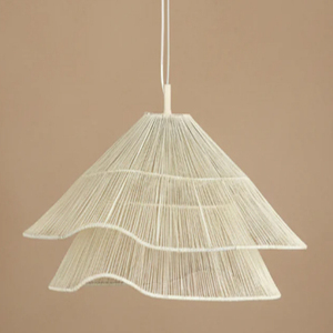 Lampe suspendue en corde tressée crème, lampe suspendue en jute tissée à la main, lampe de plafond minimaliste faite à la main - Product Image 4