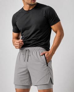 Shorts Bermuda Gris en Polyester pour Homme, Taille Mi-Haute, Cordon de Serrage, Séchage Rapide, Écologique, Imperméable, Style Sportif avec Poche Zippée - Product Image 3