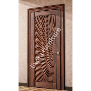 Puerta de Madera Sólida Tallada en 3D con Diseño de Ondas, Moderna y de Lujo, Hecha a Mano, con Textura Artística para Decoración de Interiores - Product Image 5
