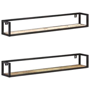 Solid <b>Reclaimed</b> <b>Wood</b> <b>Wall</b> Shelves 2-Piece Set 47.2 Inches in Length - Product Image 1