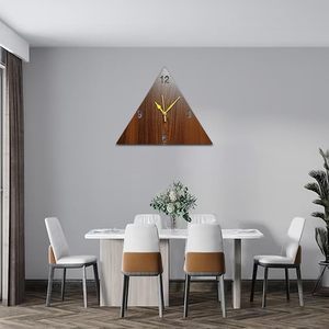 Wooden Triangle Antique Style Large Modern <b>Battery</b> Powered Quartz Wall <b>Clock</b> Decor for Living Room Home Office - Product Image 2