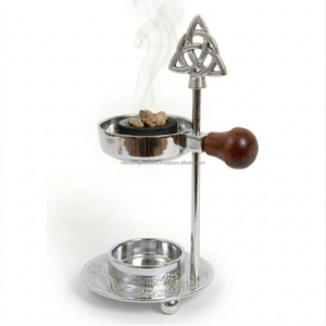 Orthodox Style <b>Silver</b> Adjustable Height Resin Burner with Triquetra <b>Top</b> - Product Image 5