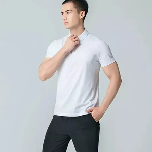 เสื้อโปโลผู้ชายทรงเข้ารูป สีเขียวล้วน แขนสั้น ผ้าถักลำลอง ความยาวปกติ - Product Image 3