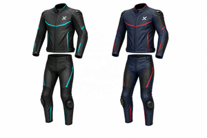 X Perforated Two-Piece Leather Motorcycle <b>Suit</b> | Black <b>Red</b> | X Logo | OEM ODM Manufacturer | Premium Design | Racing Wear - Product Image 4