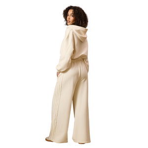 Ensemble pantalon large et sweat à capuche zippé imprimé neutre pour femme – Toucher doux, écologique, décontracté, athleisure, vêtements de sport - Product Image 2