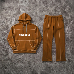 ชุดเซ็ตเสื้อฮู้ดดี้และกางเกงวอร์มผ้าเฟรนช์เทอร์รี่เนื้อหนาแบบโอเวอร์ไซส์ พร้อมปักลายตามสั่ง ชุดวอร์มทรงหลวมสำหรับผู้ชาย - Product Image 5