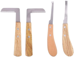 <b>Sharp</b> Hoof <b>Knife</b> <b>Set</b> 4 Pieces Stainless Steel Blades Wooden Handles Custom Logo Professional Farrier Tool By ORTHO GENIX - Product Image 2