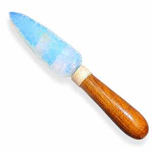 Cuchillo Artesanal de Punta de Flecha de Opalita con Mango de Madera, Escultura Tallada Única, Arte Coleccionable, Imitación Antigua para Decoración del Hogar - Product Image 4