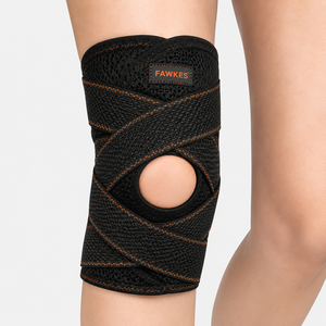Genouillère de compression sportive unisexe FAWKES personnalisée en maille noire respirante pour un soutien optimal - Product Image 4